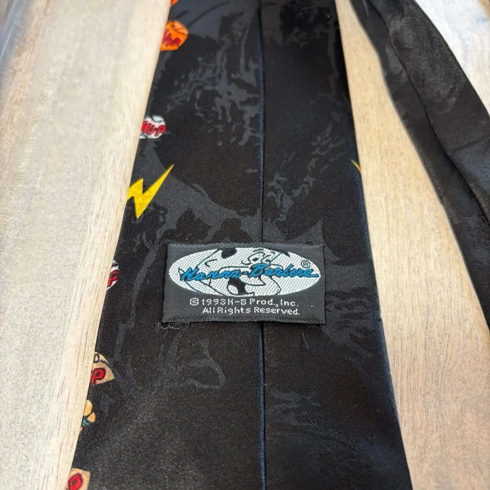 Hanna barbera Black and Blue mens tie Fred Flintstone football‎ basketball 1993